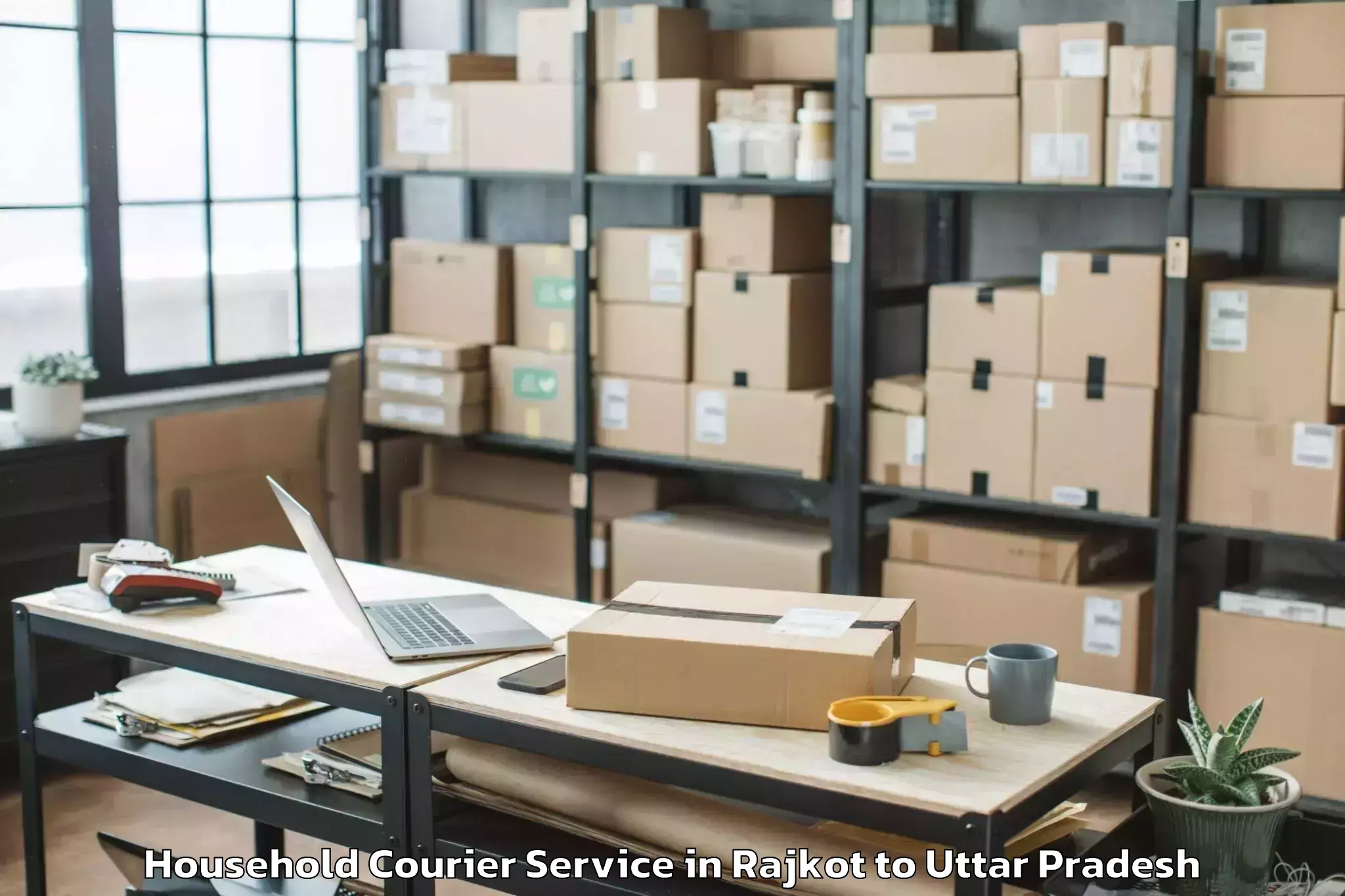 Professional Rajkot to Jalaun Household Courier